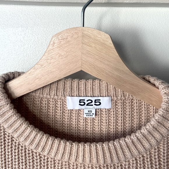 525, tan and pink 100%cotton XS cropped knit sweater - Picture 2 of 11